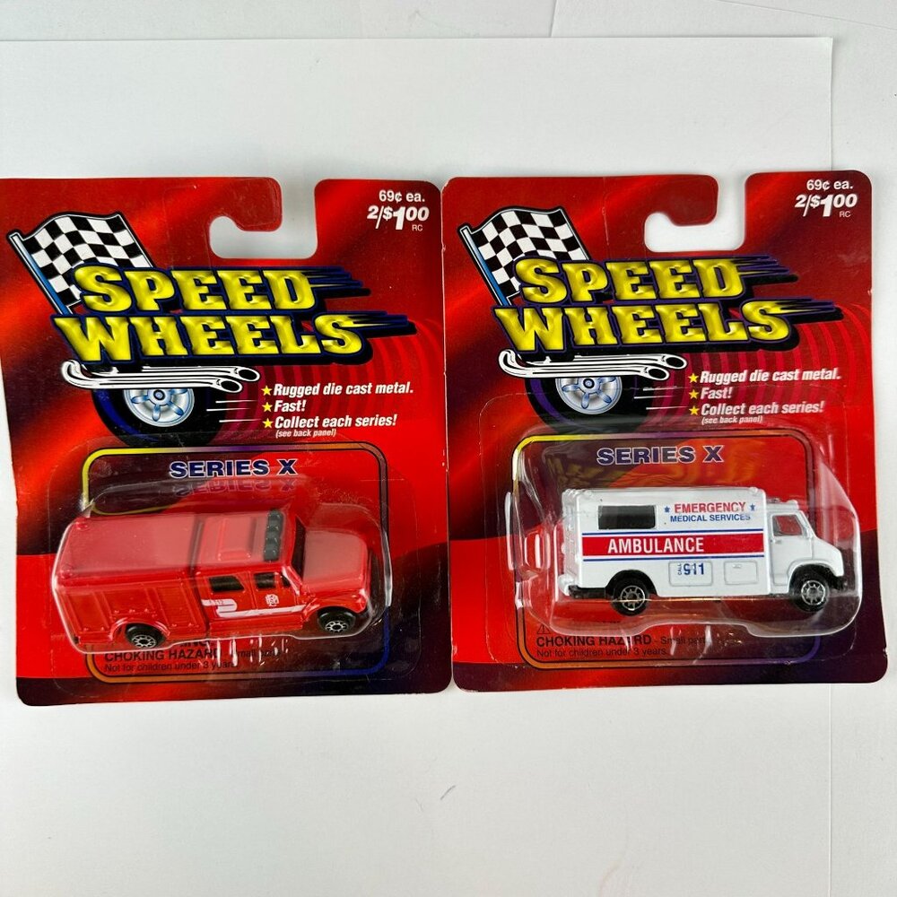 Vintage Speed Wheels Series X Die-Cast Metal Toy Cars Emergency Vehicles